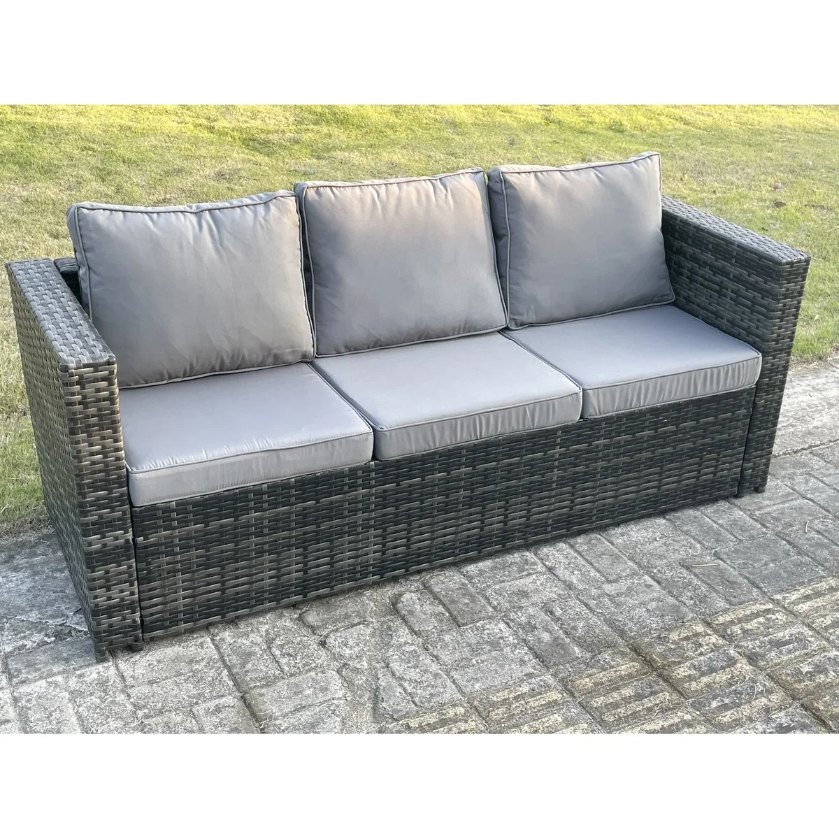 Fimous 10-Seater Rattan Patio Set with 2 Armchairs & Coffee Table - Dark Grey – image 2