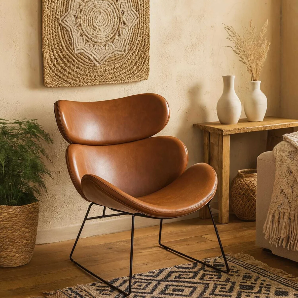 Mazapan Faux Leather Lounge Chair - Brown – image 1