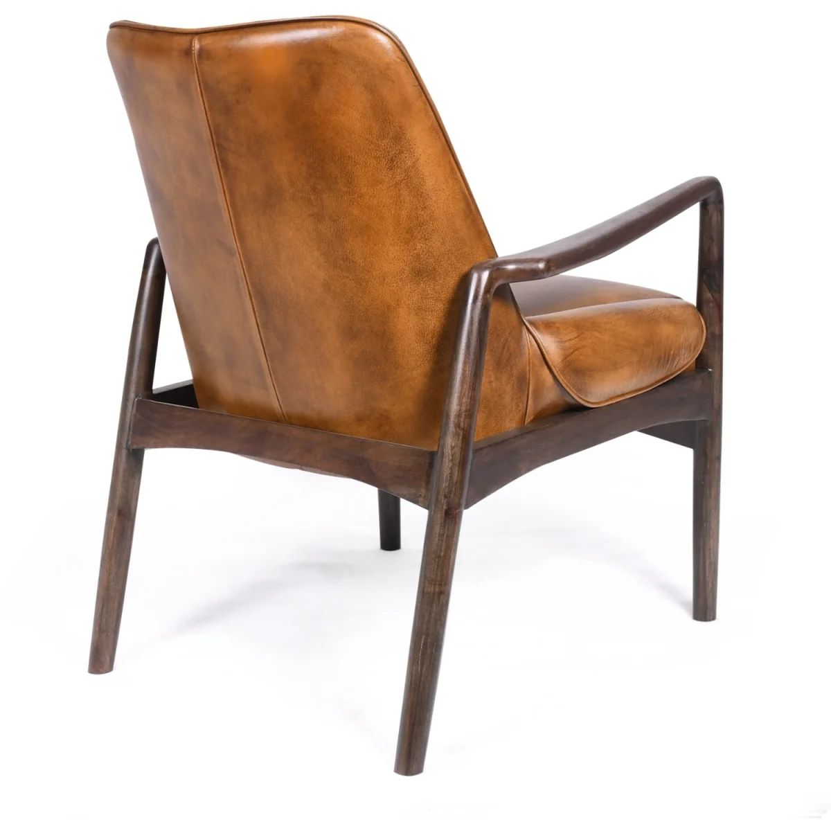 Tan Brown Genuine Real Hide Leather Armchair - Brown – image 2
