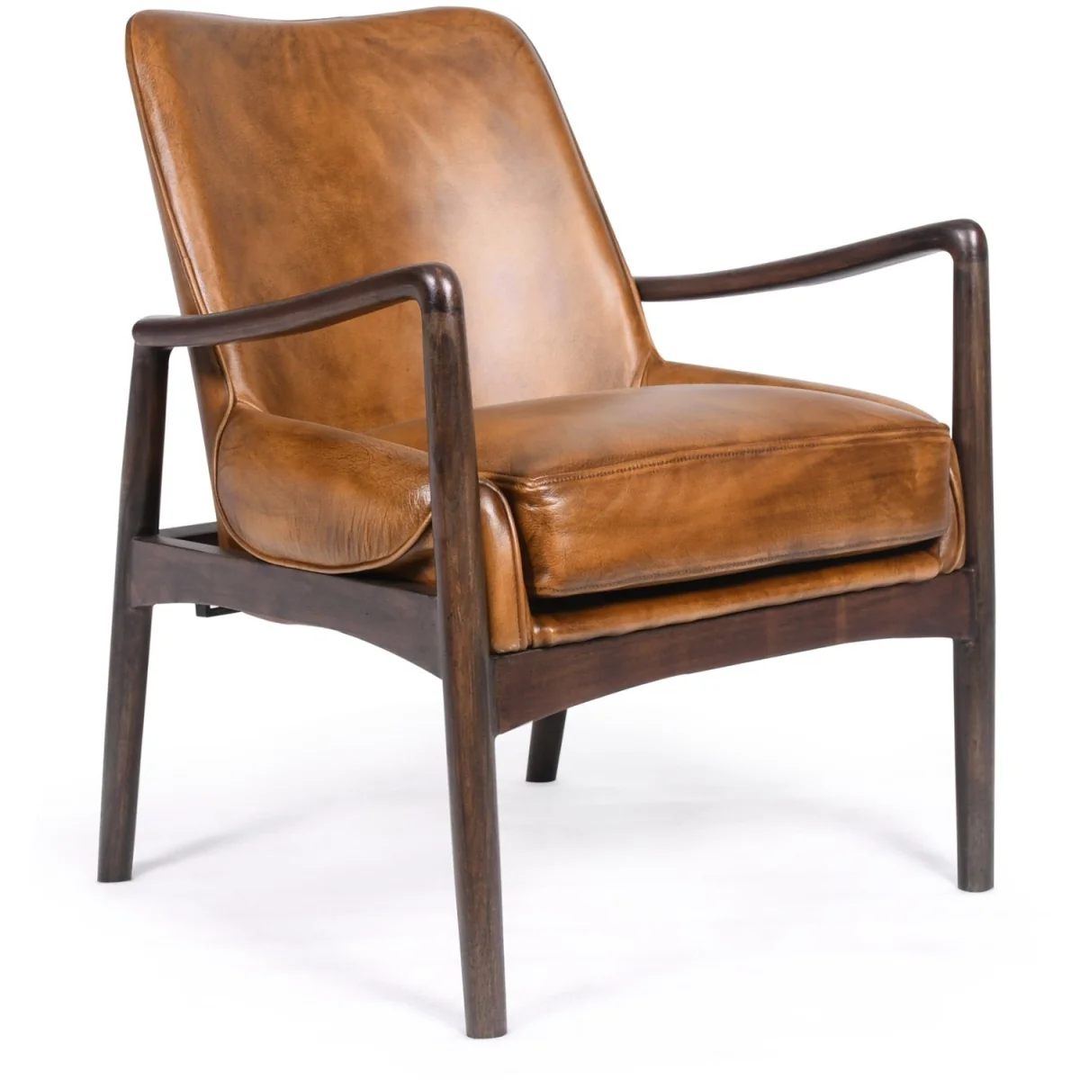 Tan Brown Genuine Real Hide Leather Armchair - Brown – image 3