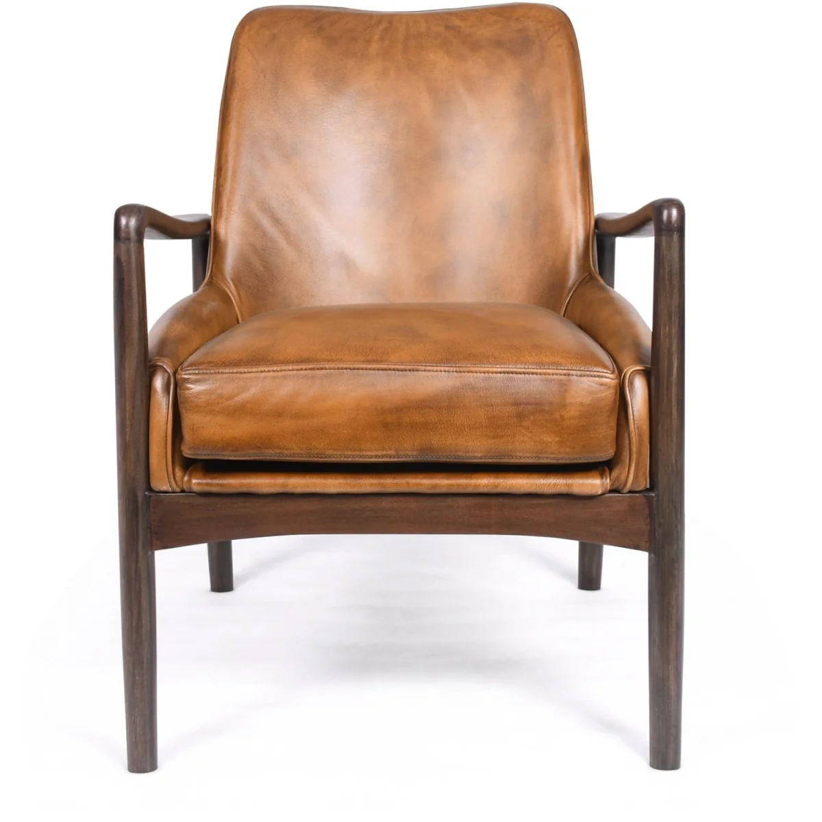 Tan Brown Genuine Real Hide Leather Armchair - Brown – image 4