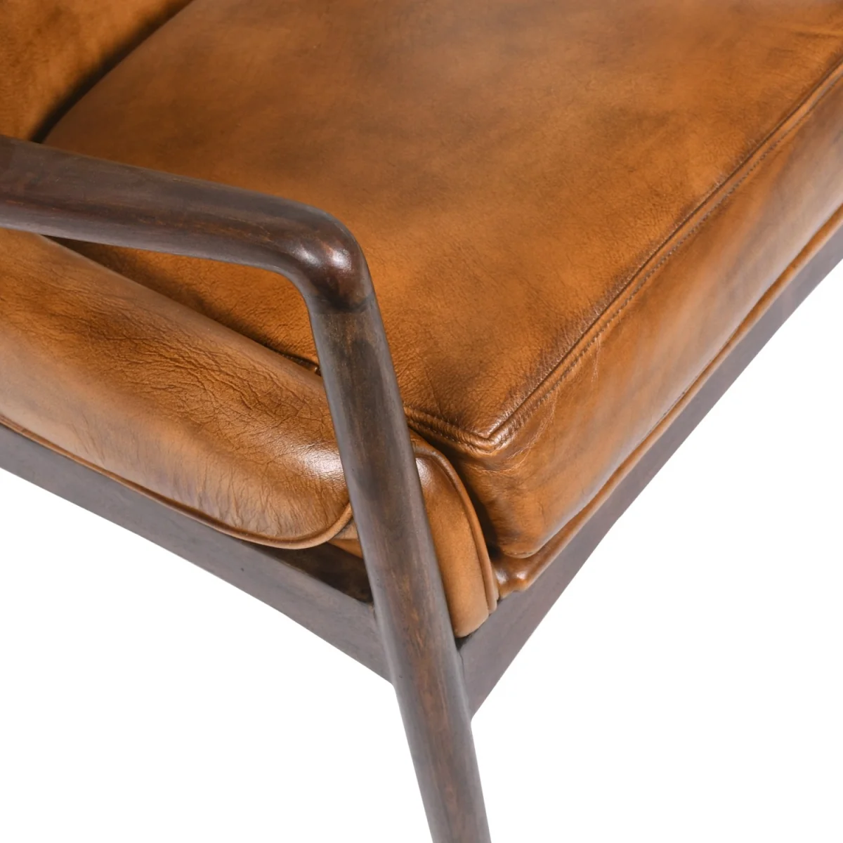 Tan Brown Genuine Real Hide Leather Armchair - Brown – image 5