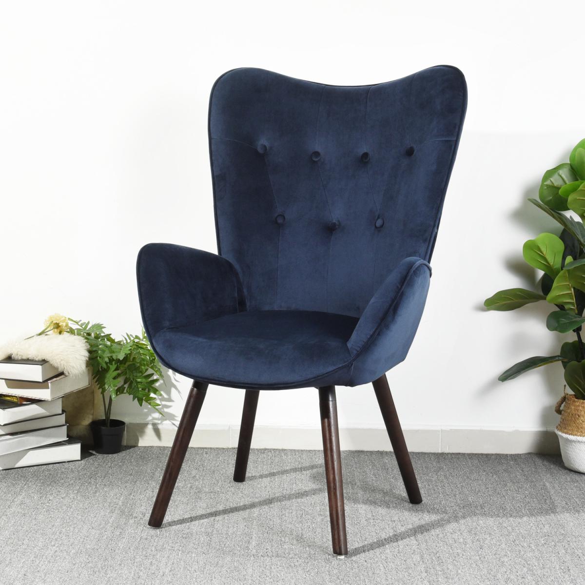 Kas Velvet Wingback Armchair  - Blue – image 2