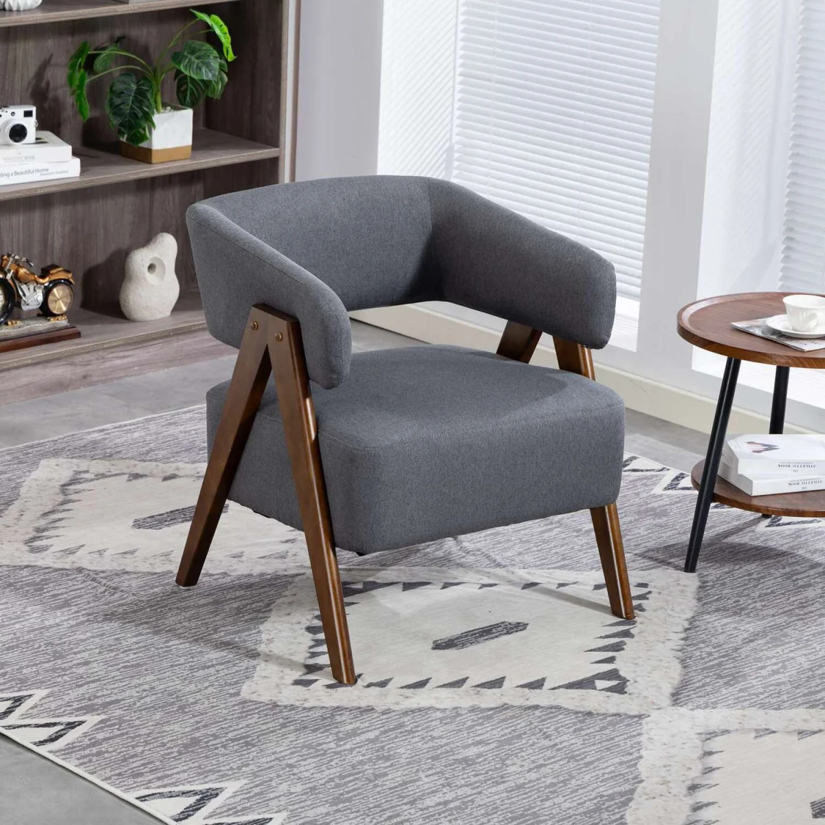 WestWood Fabric Tub Chair Armchair for Small Spaces Padded Seat Grey - Grey – image 2