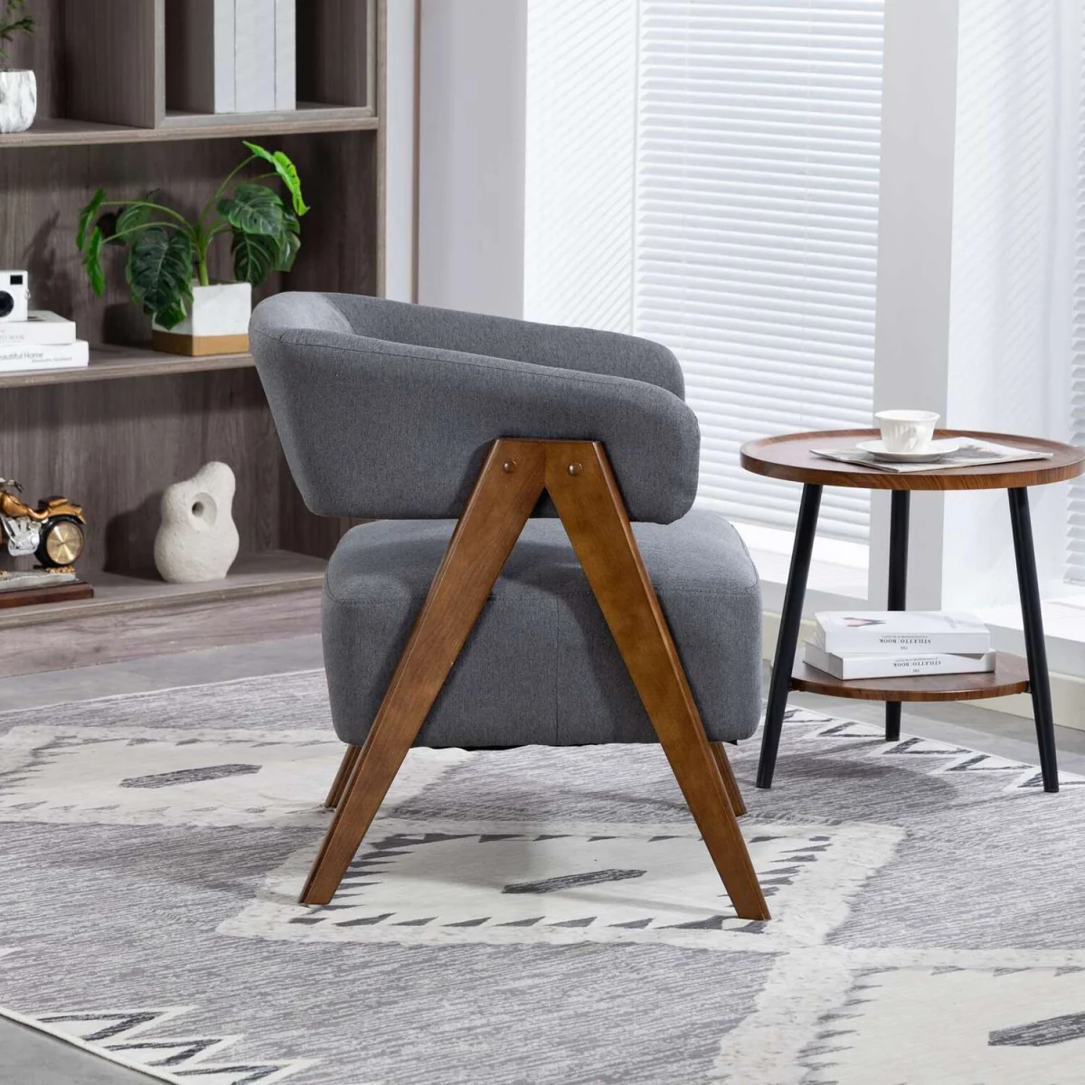 WestWood Fabric Tub Chair Armchair for Small Spaces Padded Seat Grey - Grey – image 1