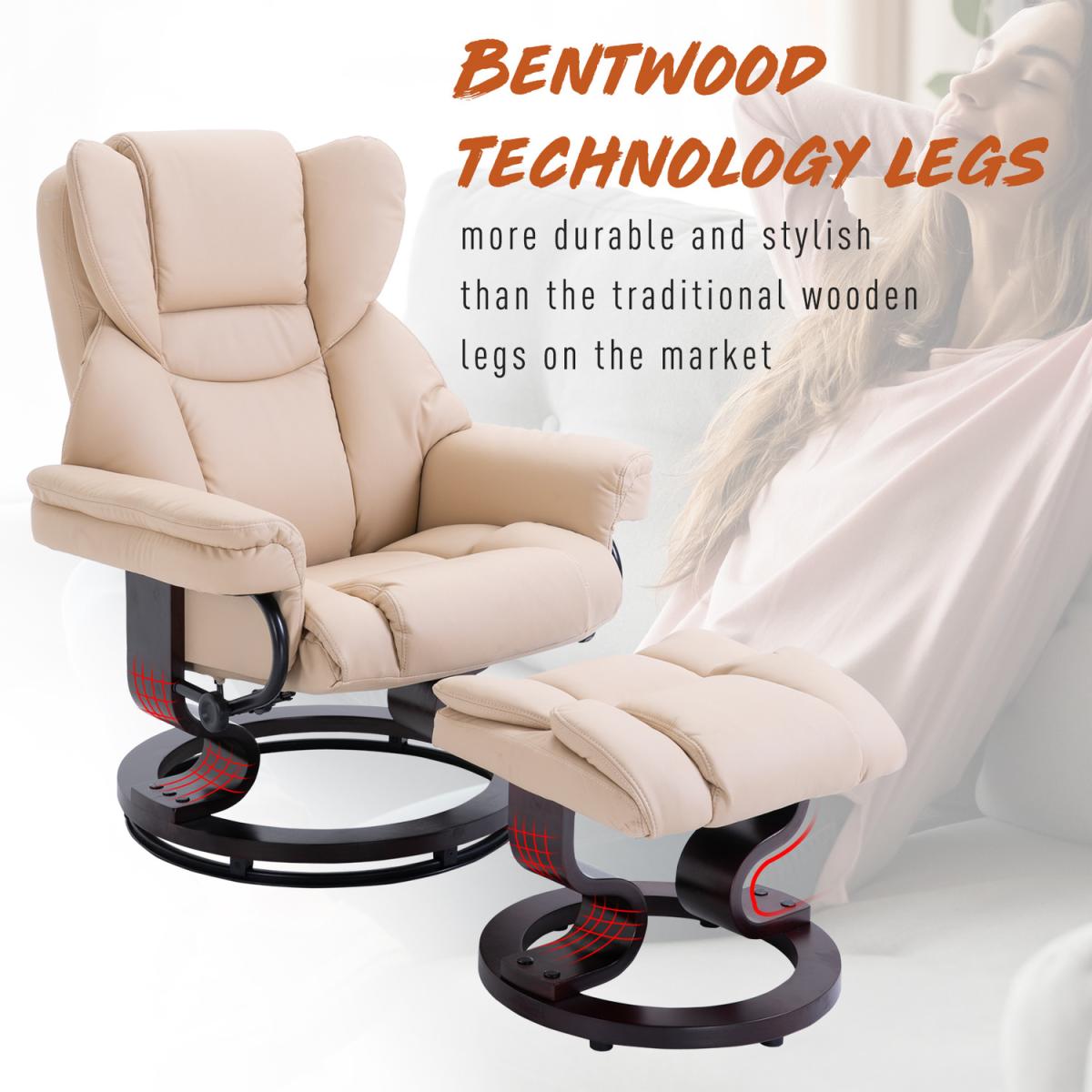 Padded PU Leather Reclining Armchair - Black – image 11