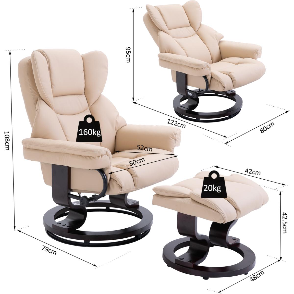 Padded PU Leather Reclining Armchair - Black – image 12