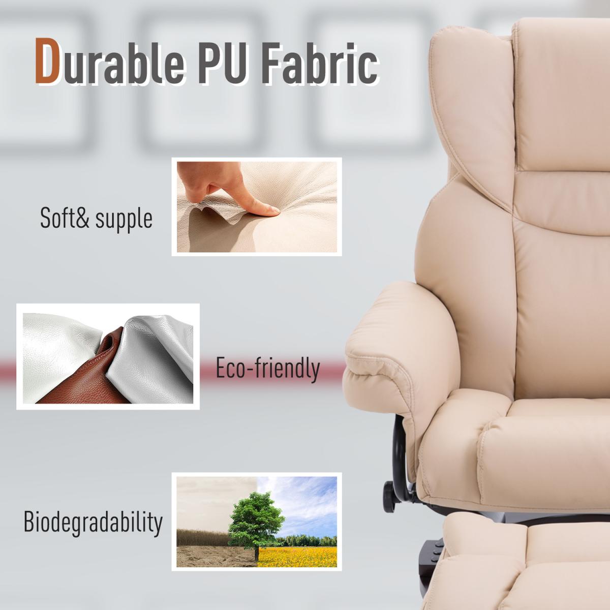 Padded PU Leather Reclining Armchair - Black – image 13
