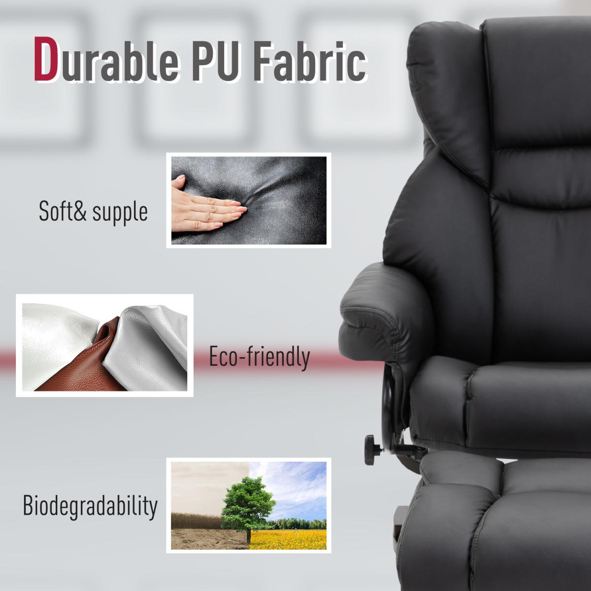 Padded PU Leather Reclining Armchair - Black – image 4