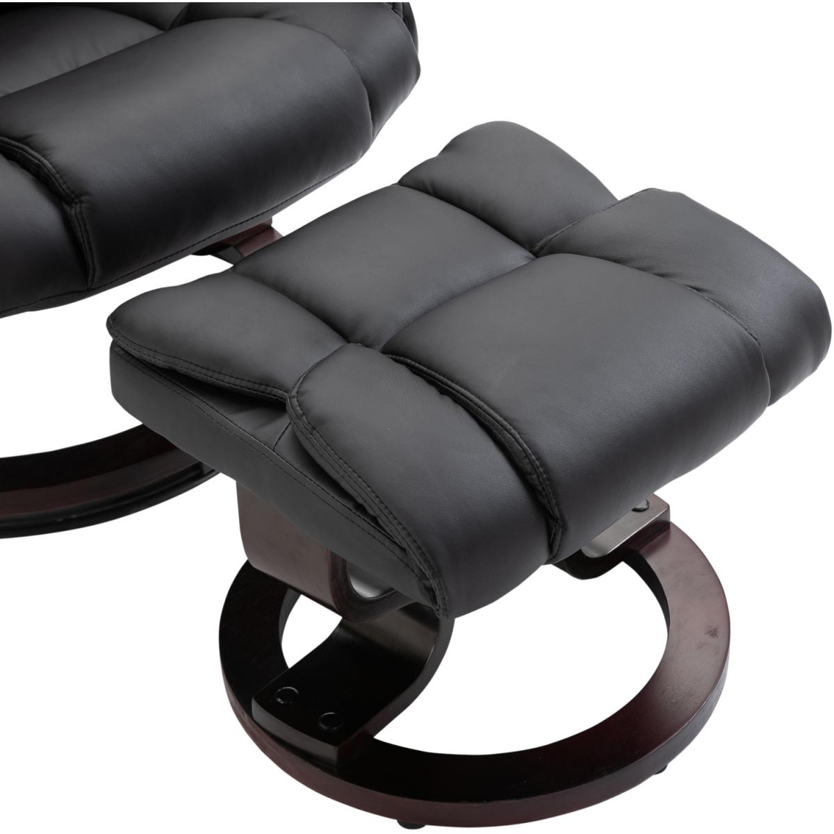 Padded PU Leather Reclining Armchair - Black – image 6