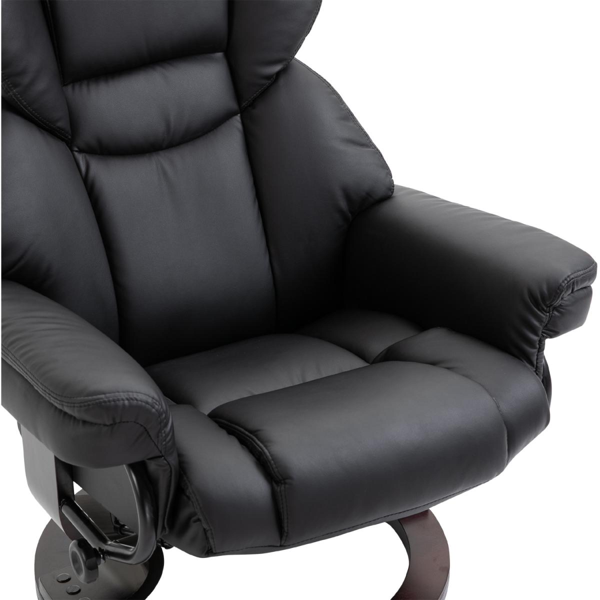 Padded PU Leather Reclining Armchair - Black – image 7
