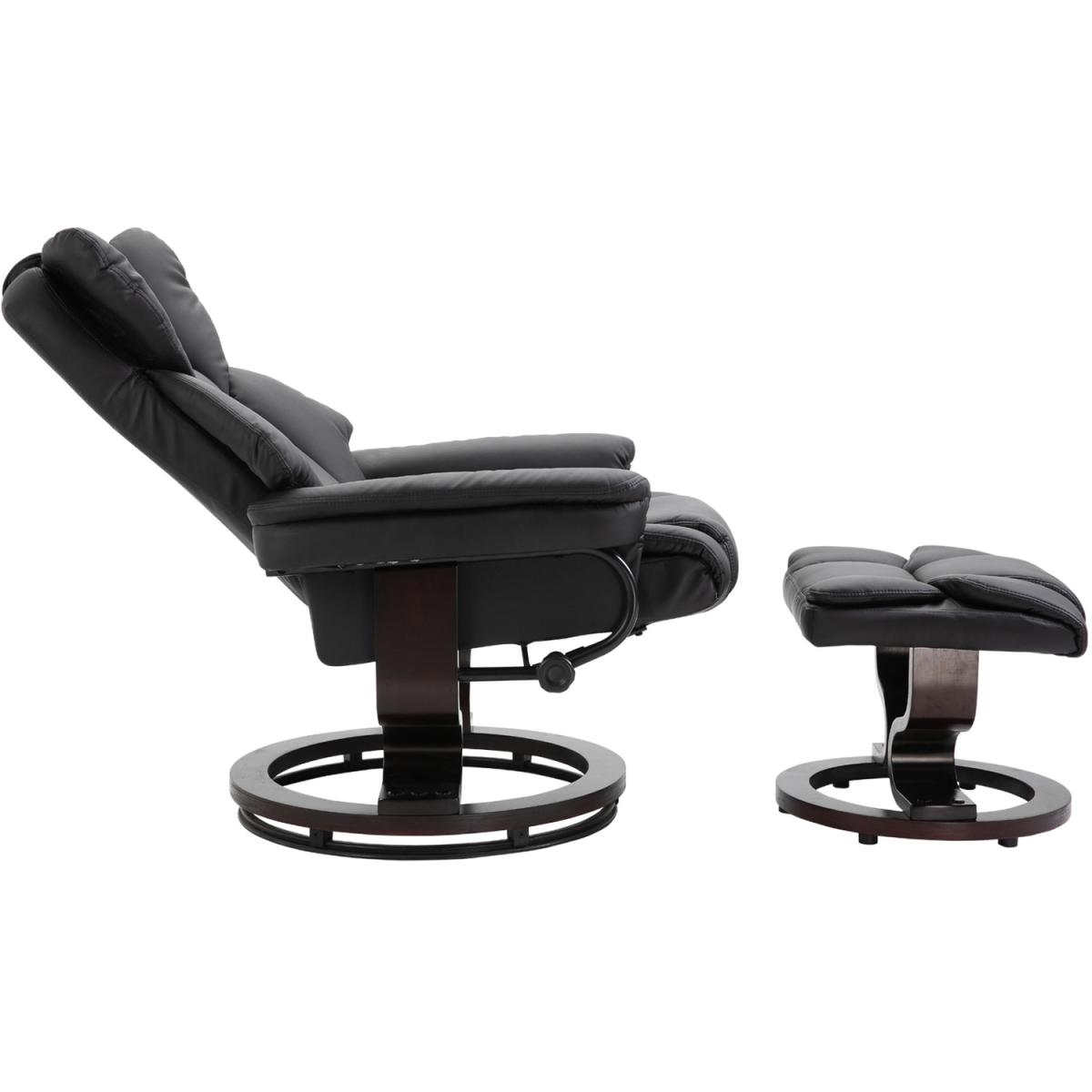 Padded PU Leather Reclining Armchair - Black – image 8