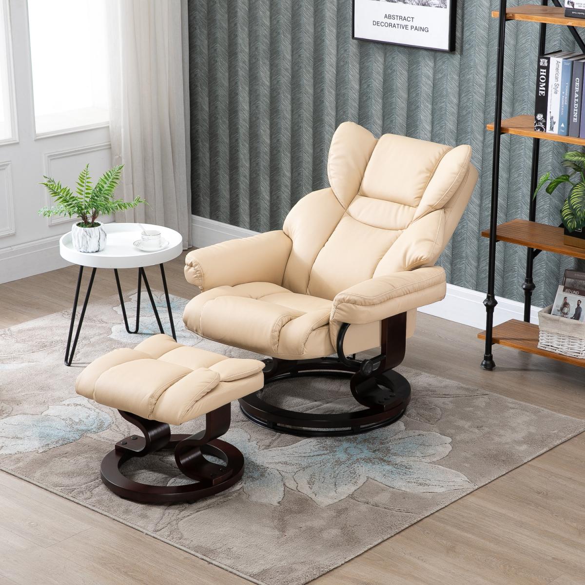 Padded PU Leather Reclining Armchair - Black – image 9
