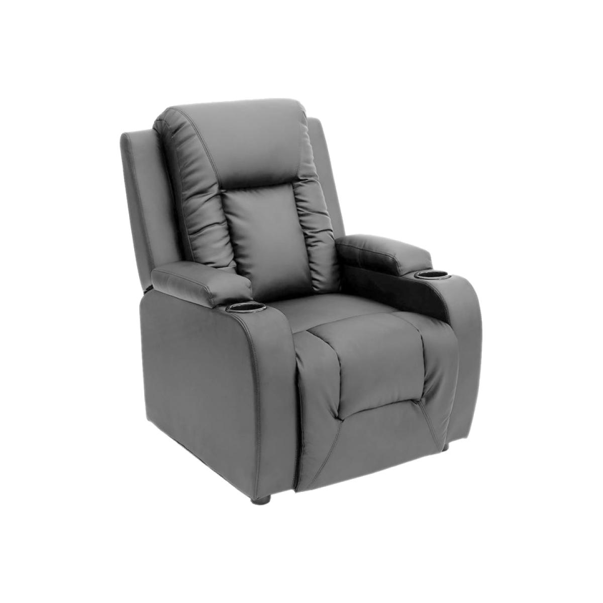 FELIX Leather Manual Recliner Armchair Sofa Chair - Grey