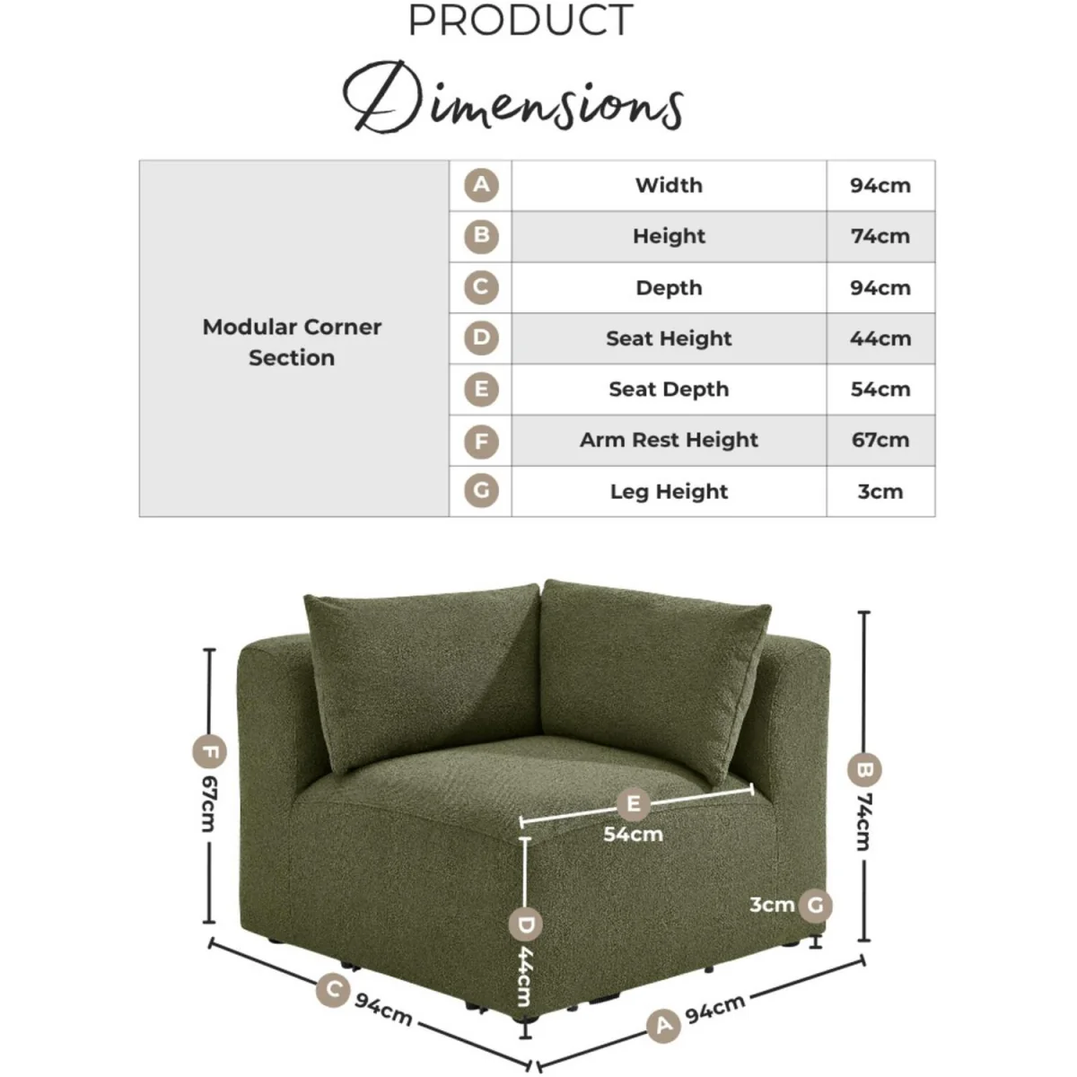 Drift Boucle Corner Section Armchair for Modular Sofa - Cream – image 2