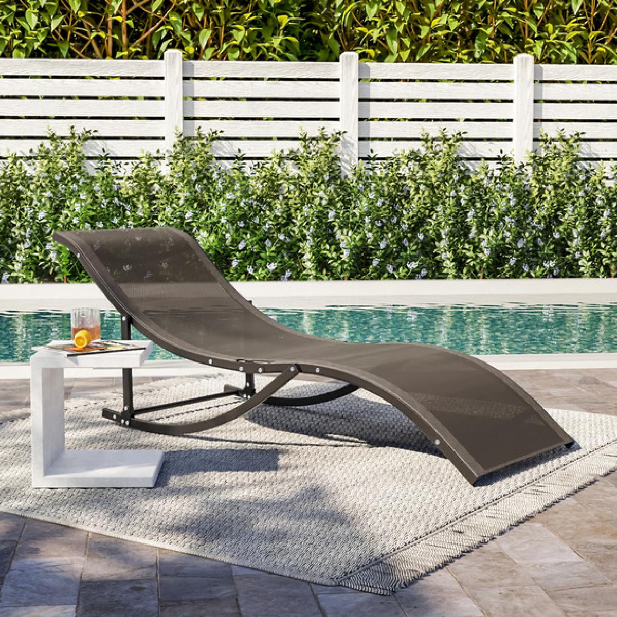 4 Pcs Patio Pool Ergonomic Chaise Lounge Chair - Black