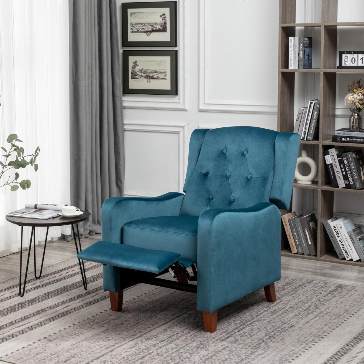Pushback Recliner Chair Leather Effect Armchair - Black – image 7