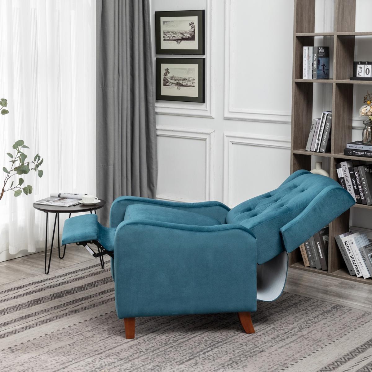 Pushback Recliner Chair Leather Effect Armchair - Black – image 9