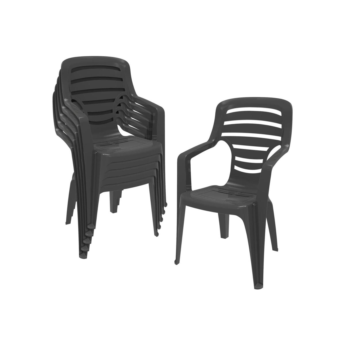Pireo Plastic Dining Armchairs - 55cm - Pack of 6 - Grey