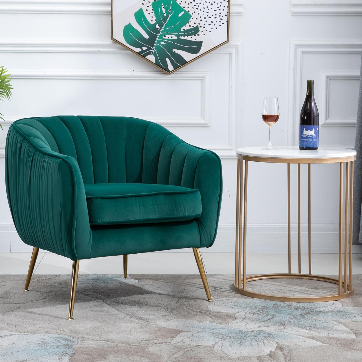 Velvet Look Shell Shaped Chair  - Green – image 2