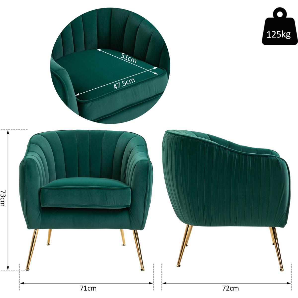 Velvet Look Shell Shaped Chair  - Green – image 3