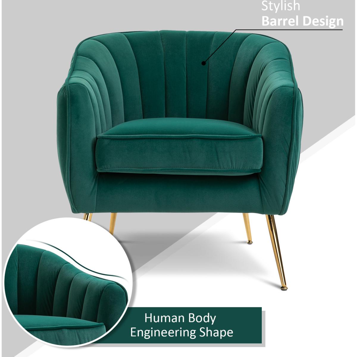 Velvet Look Shell Shaped Chair  - Green – image 4