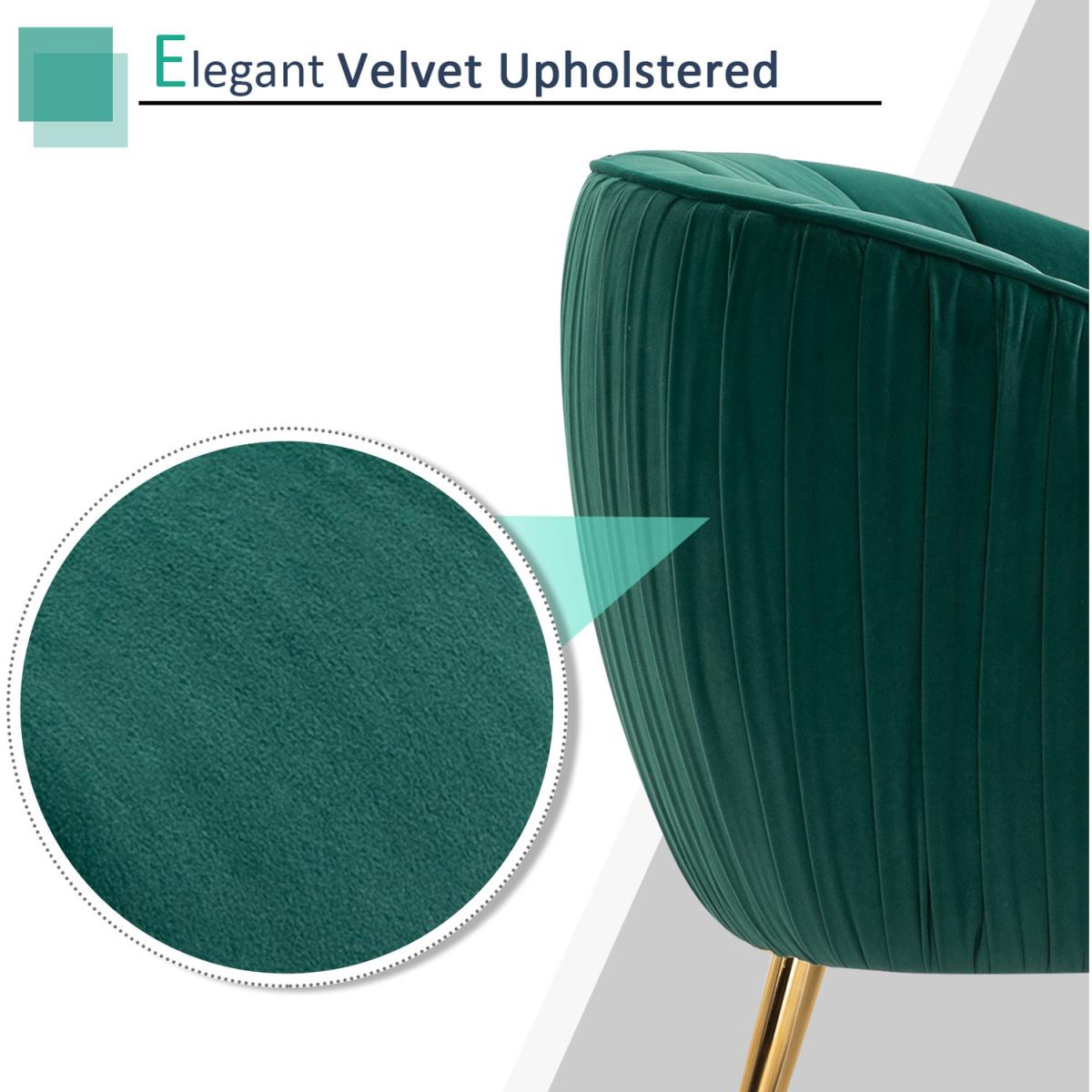 Velvet Look Shell Shaped Chair  - Green – image 5