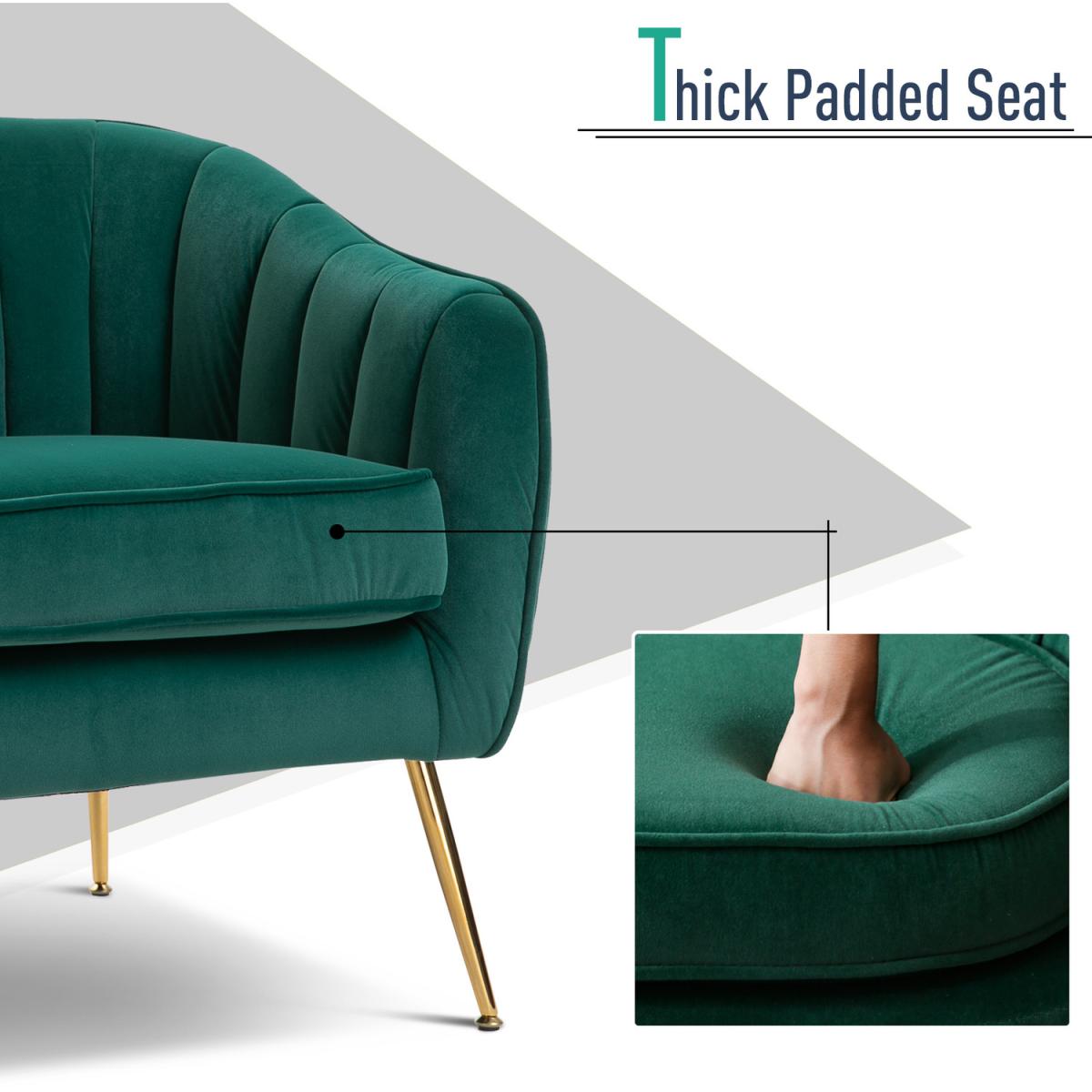 Velvet Look Shell Shaped Chair  - Green – image 6