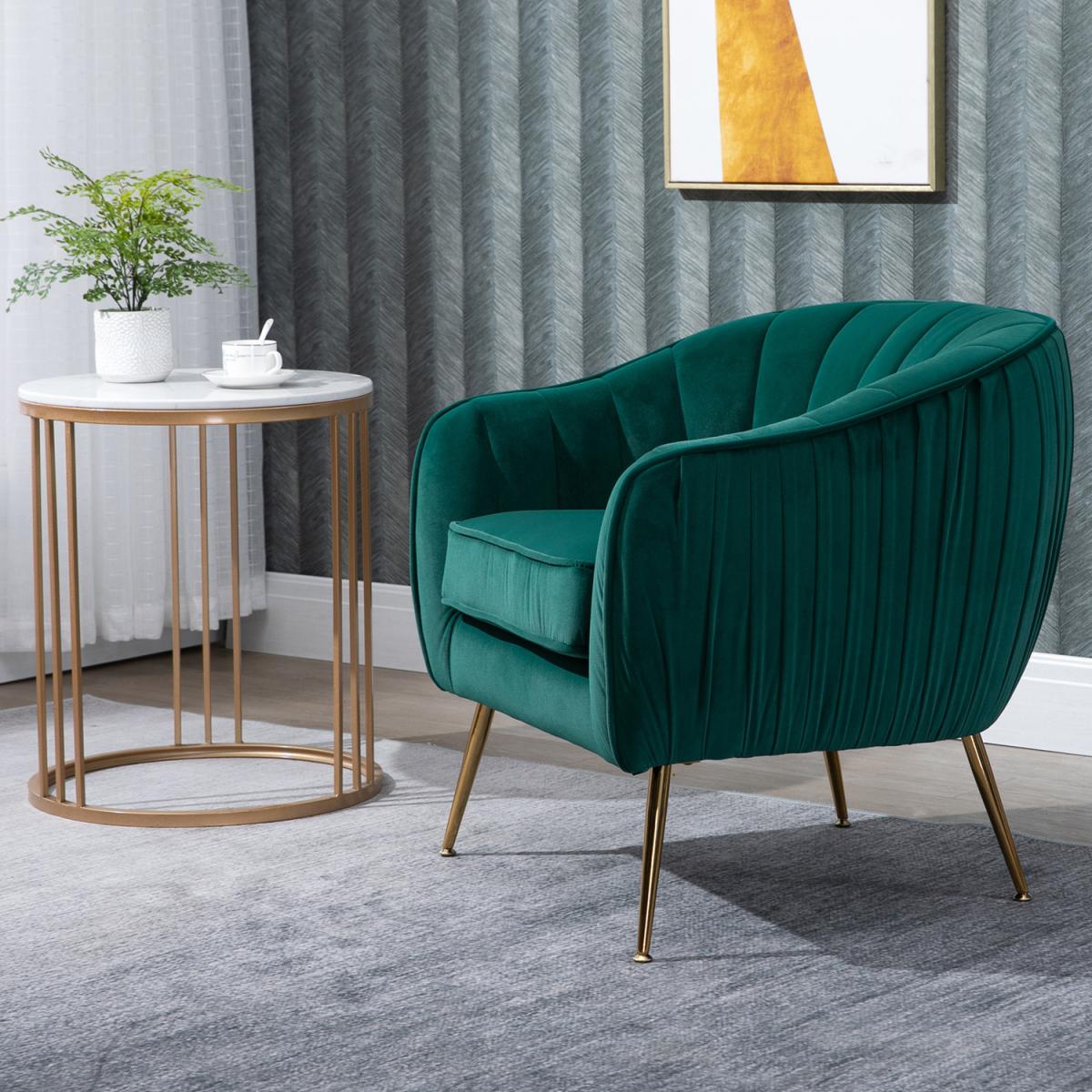 Velvet Look Shell Shaped Chair  - Green – image 7