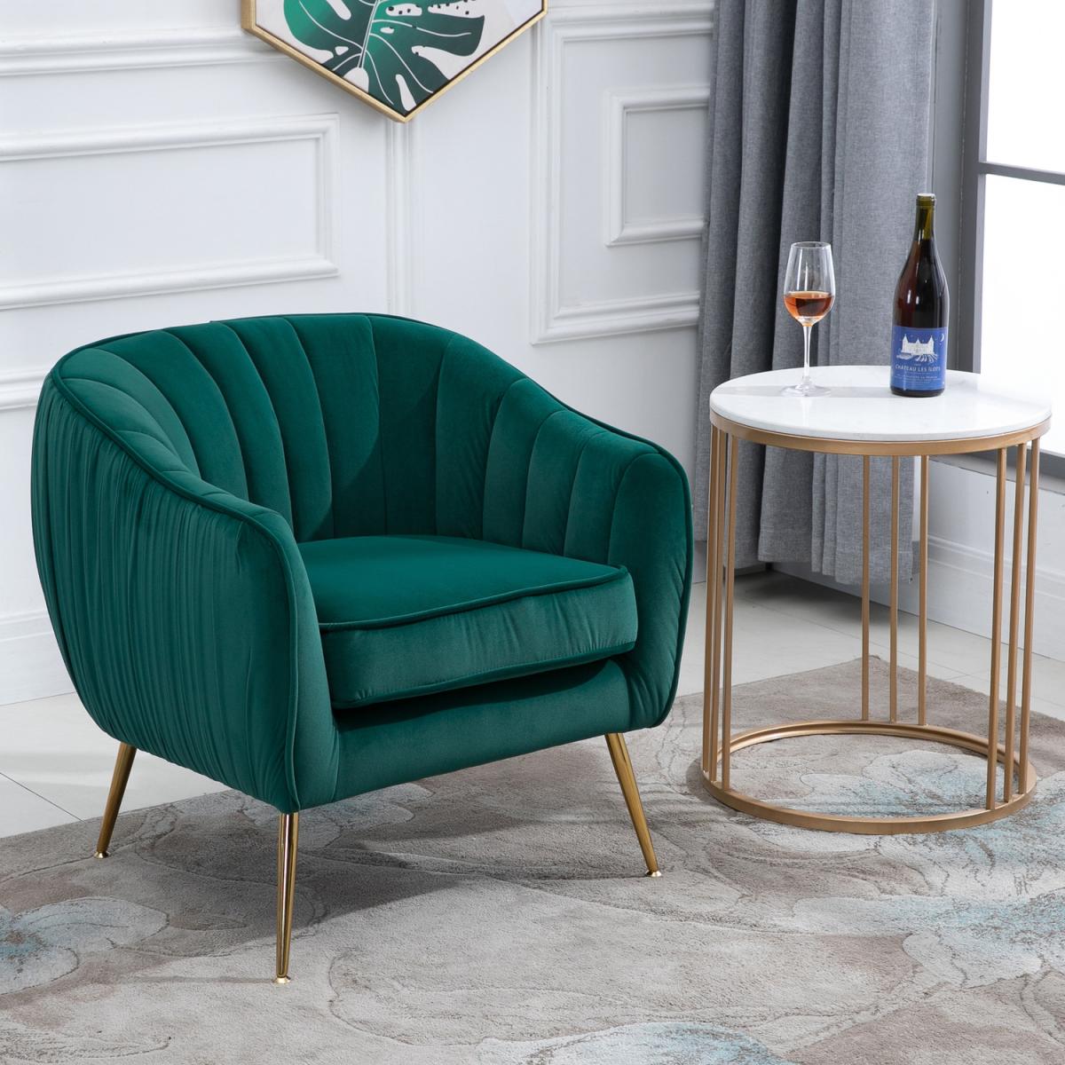 Velvet Look Shell Shaped Chair  - Green – image 8