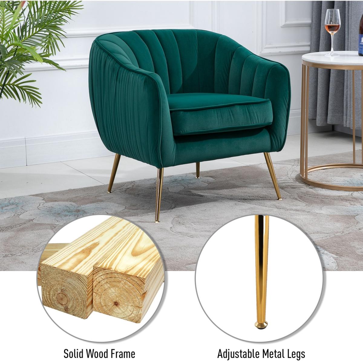 Velvet Look Shell Shaped Chair  - Green – image 9