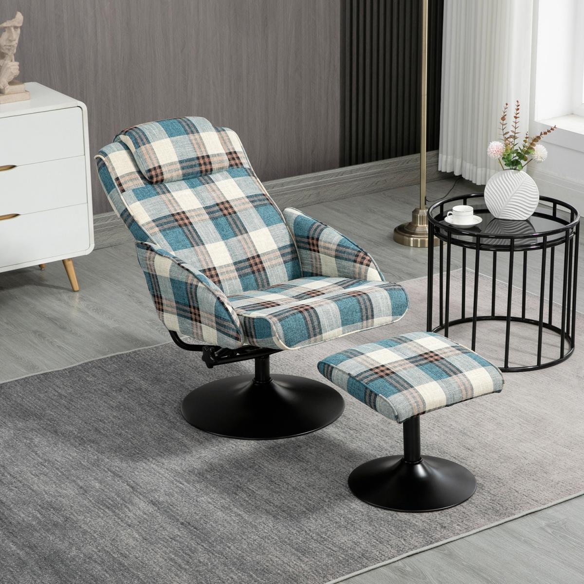 Recliner Chair and Footstool Armchair Swivel Seat - Multicolour – image 2