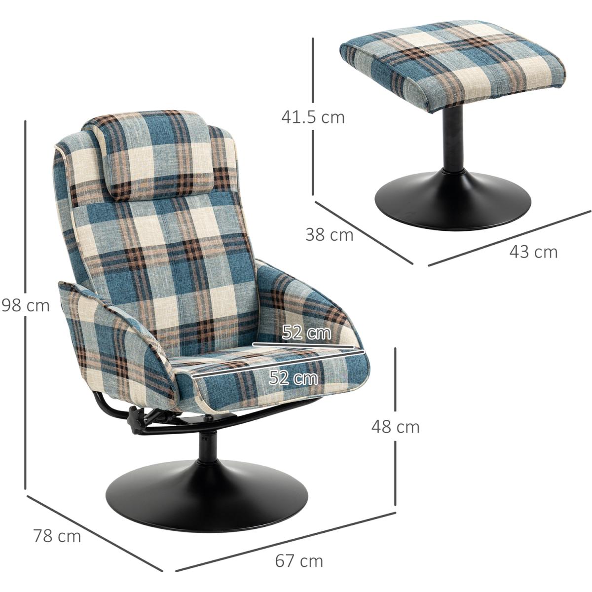 Recliner Chair and Footstool Armchair Swivel Seat - Multicolour – image 5