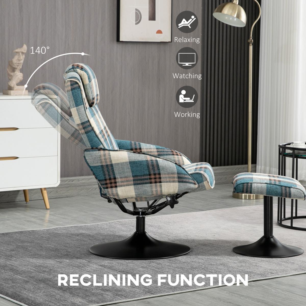 Recliner Chair and Footstool Armchair Swivel Seat - Multicolour – image 6