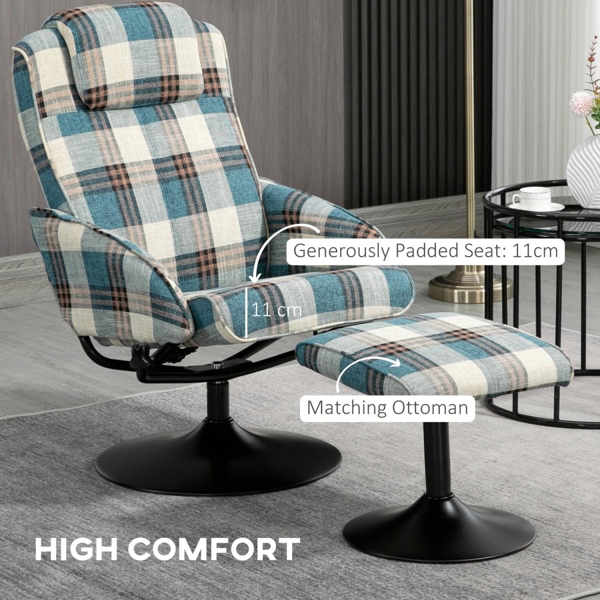 Recliner Chair and Footstool Armchair Swivel Seat - Multicolour – image 7