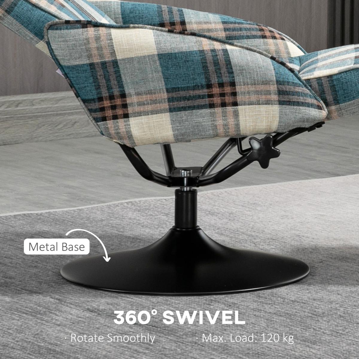Recliner Chair and Footstool Armchair Swivel Seat - Multicolour – image 8