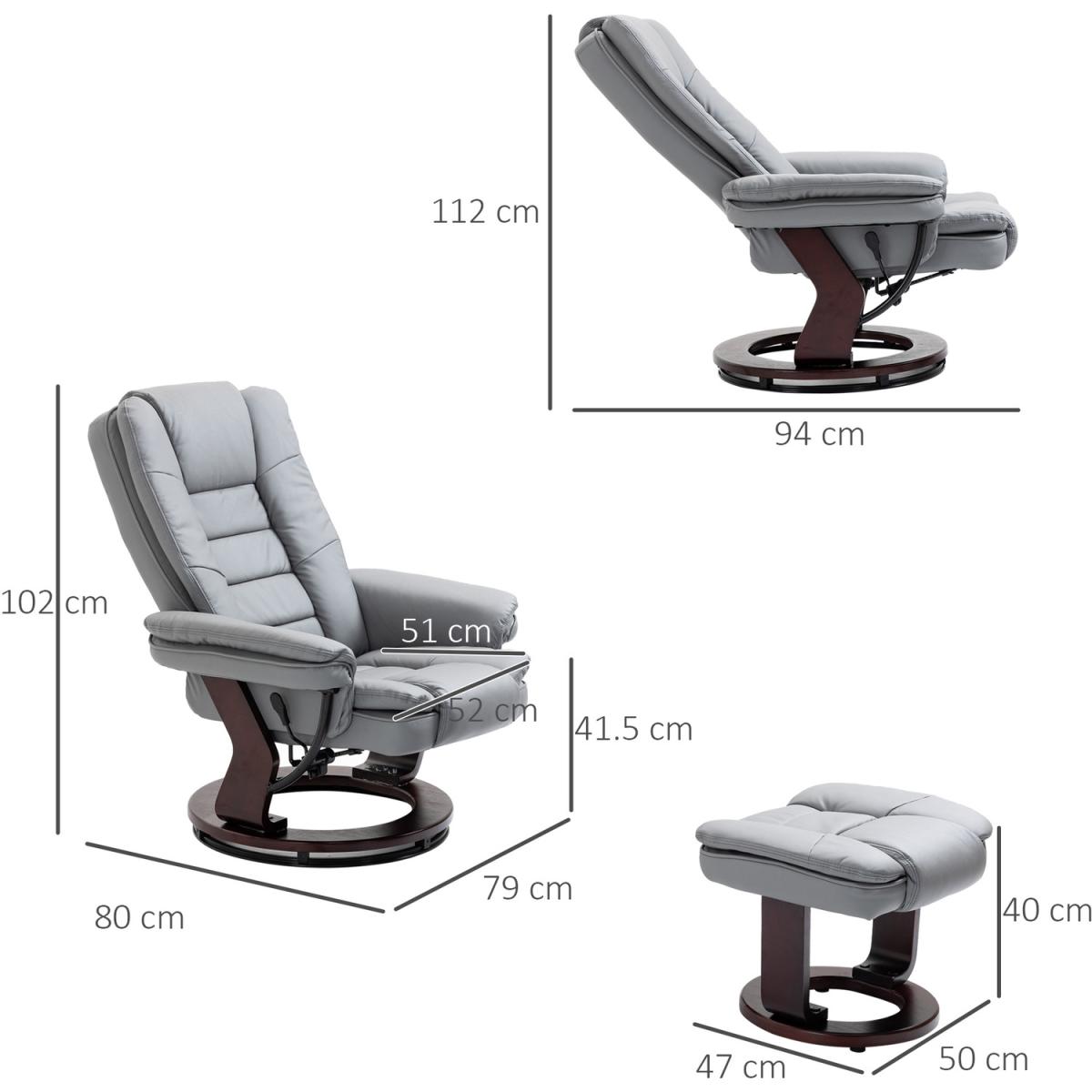 Manual Recliner and Footrest Set - Grey – image 3