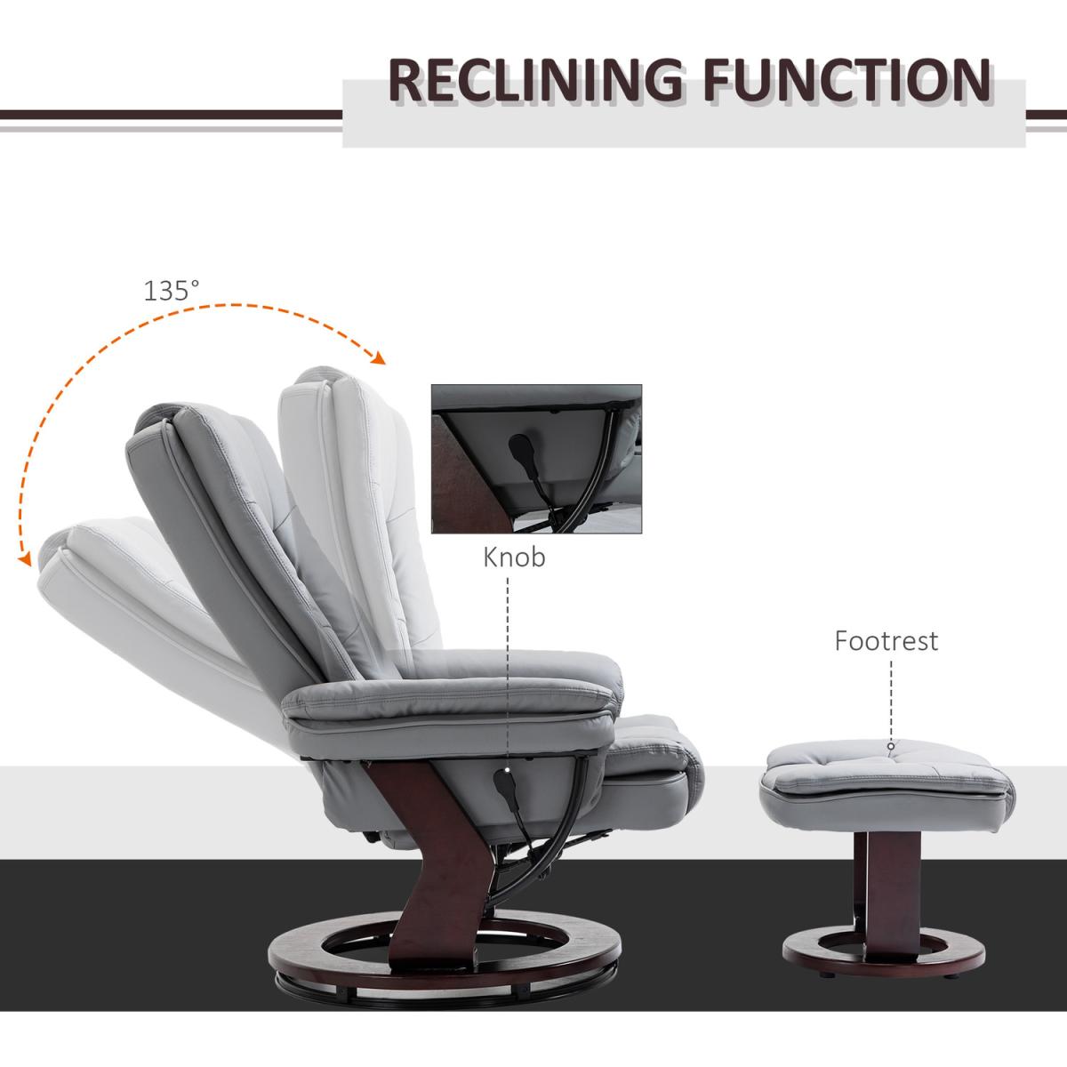 Manual Recliner and Footrest Set - Grey – image 4
