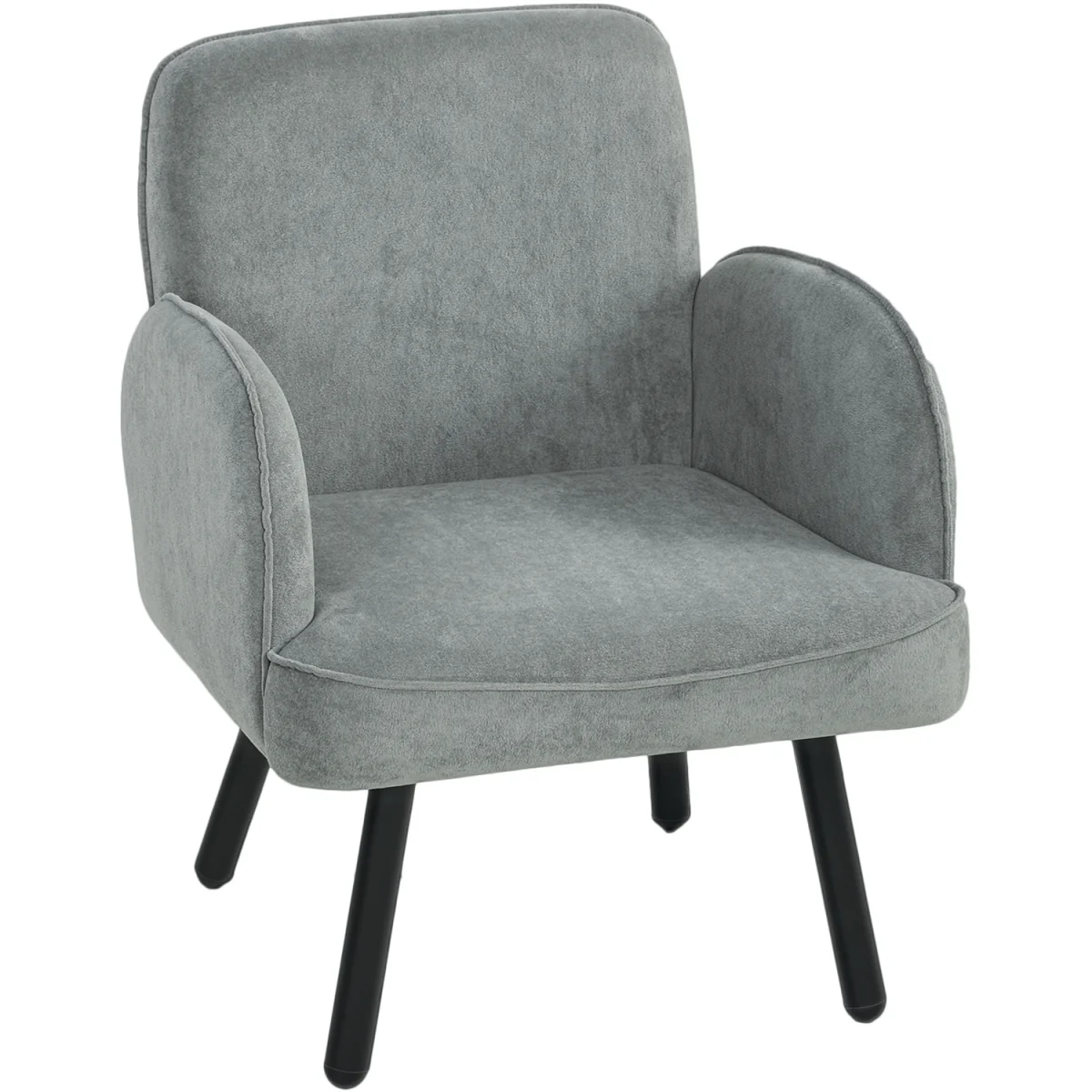 HOMCOM Lounge Chair Velvet Upholstered Spring Cushion  - Grey – image 7
