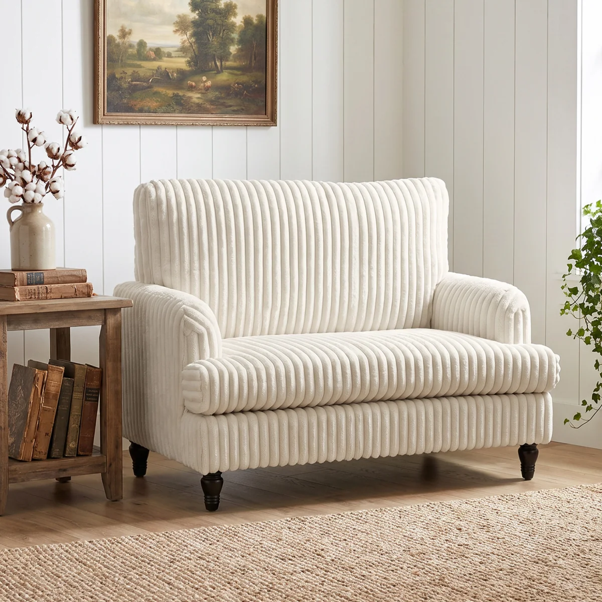 HOMCOM Single Sofa Armchair with Stripes - Cream – image 7