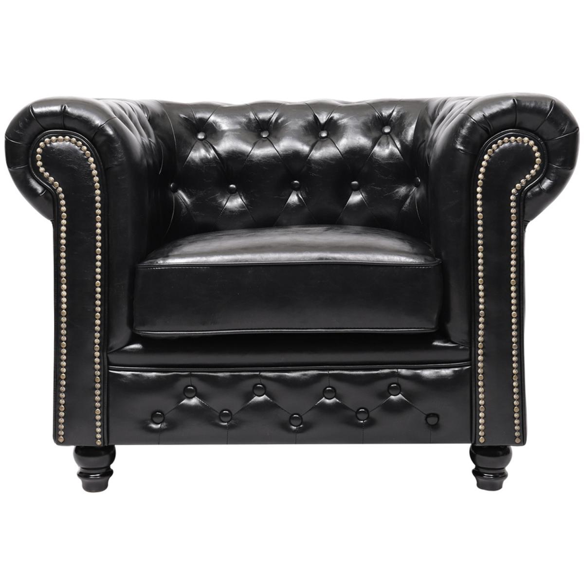 Leather Single Chesterfield Armchair Black - Black – image 3