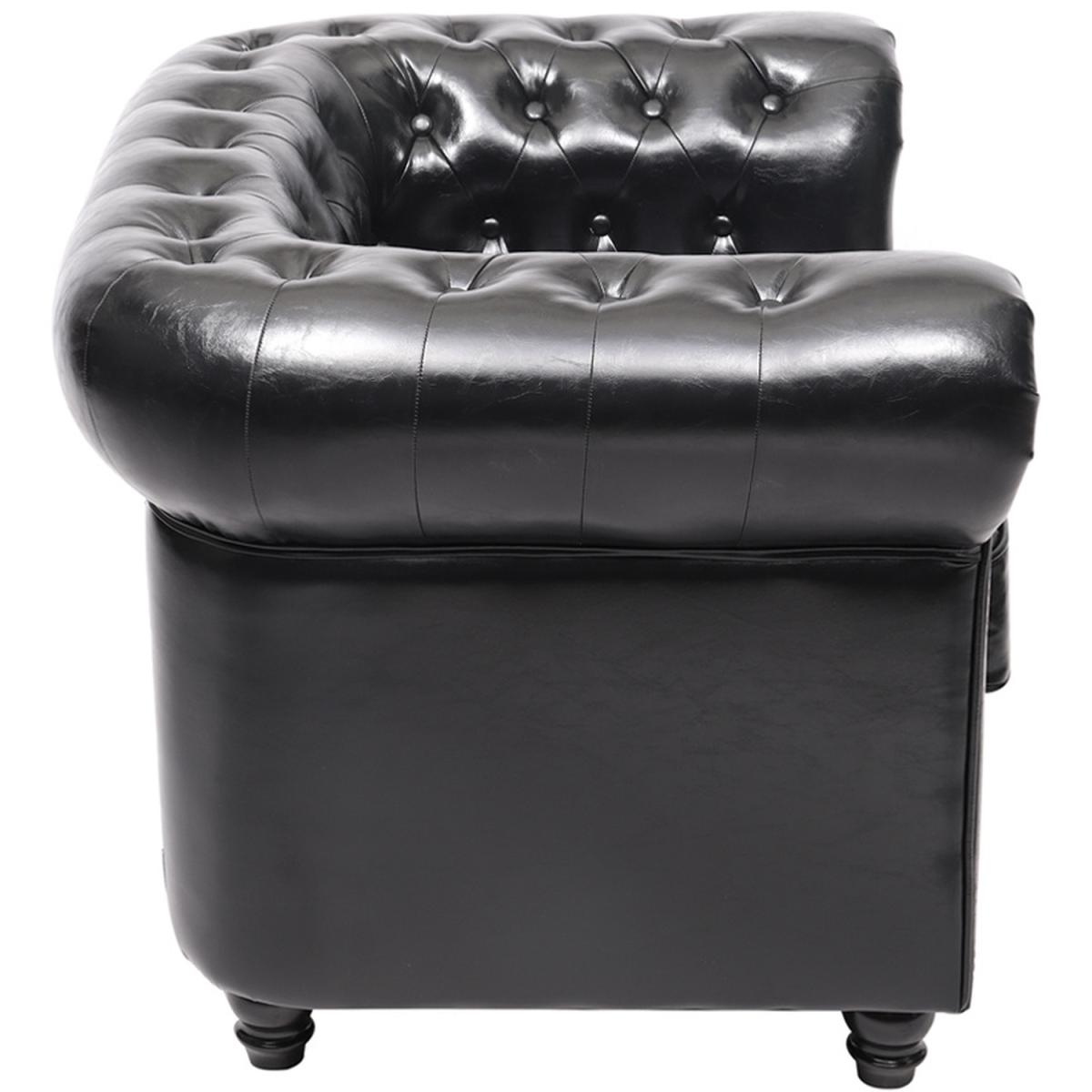 Leather Single Chesterfield Armchair Black - Black – image 4