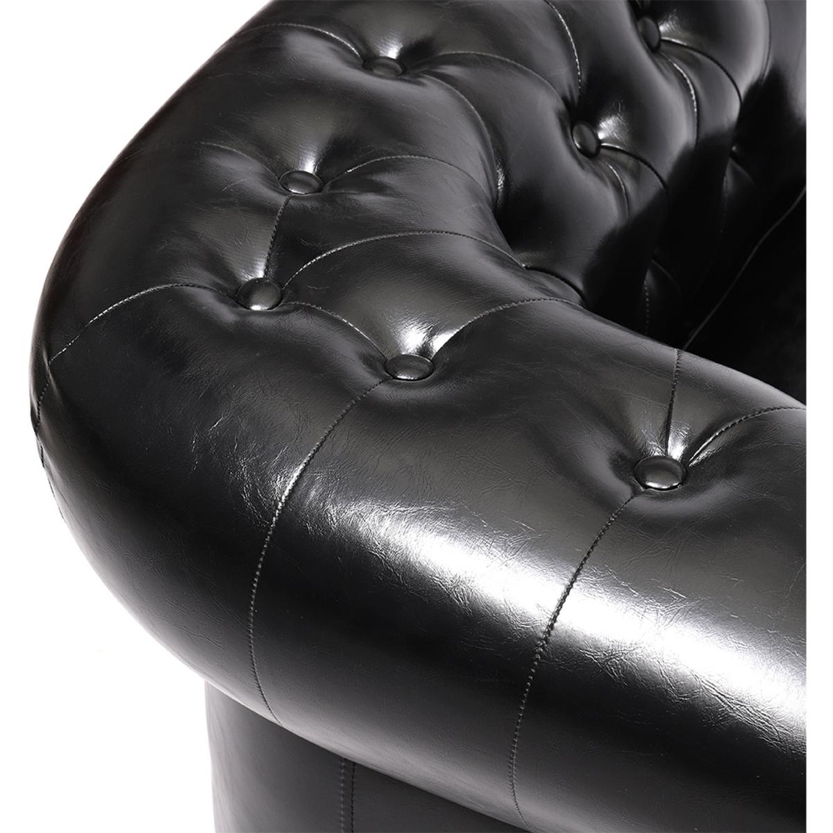 Leather Single Chesterfield Armchair Black - Black – image 5