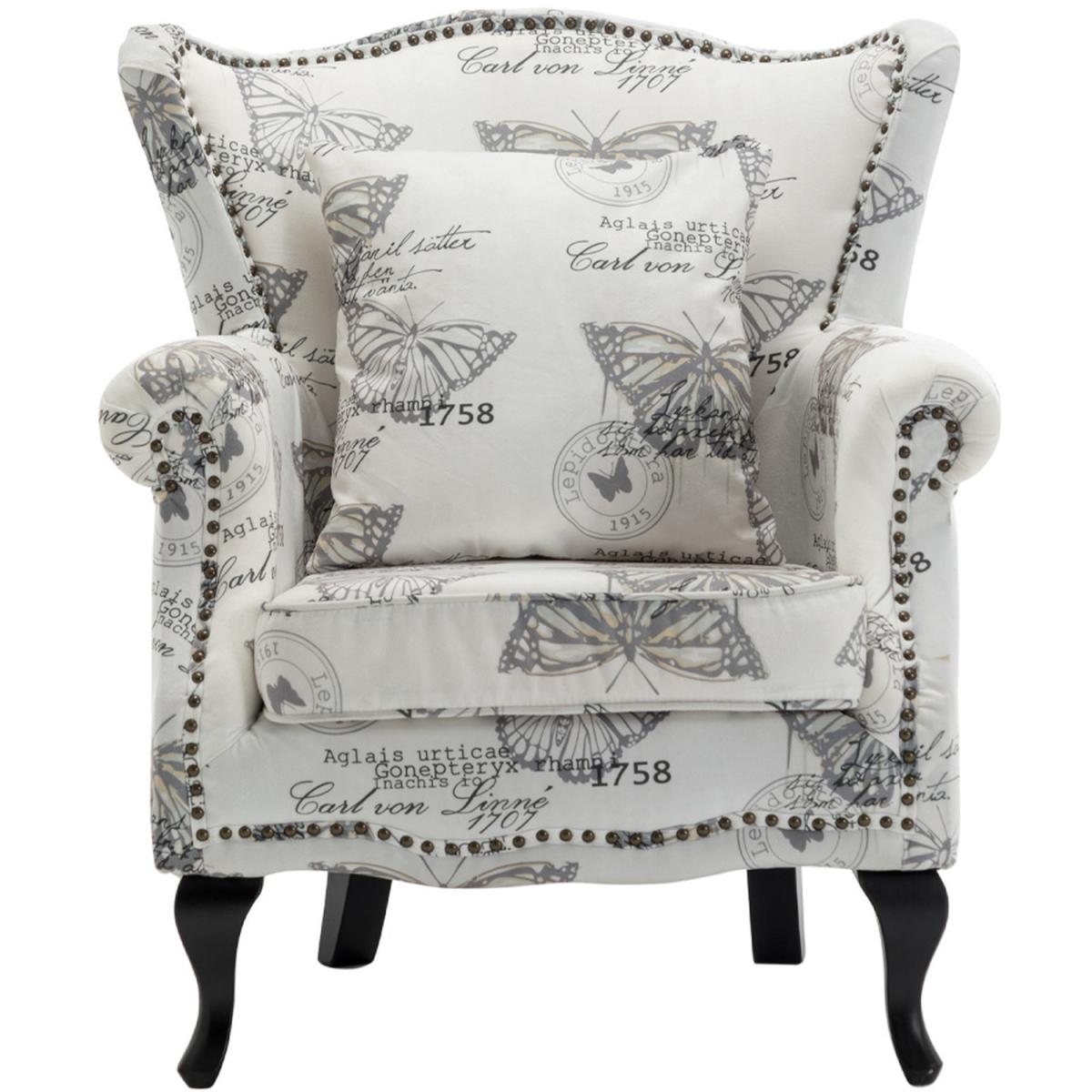 Linen Armchair Grey Butterfly - Grey – image 2