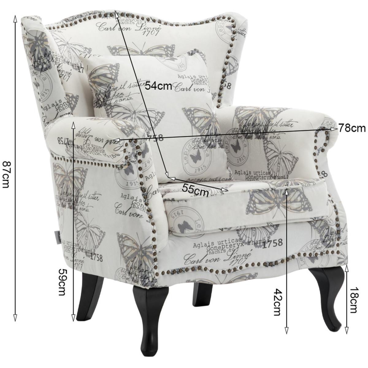 Linen Armchair Grey Butterfly - Grey – image 5