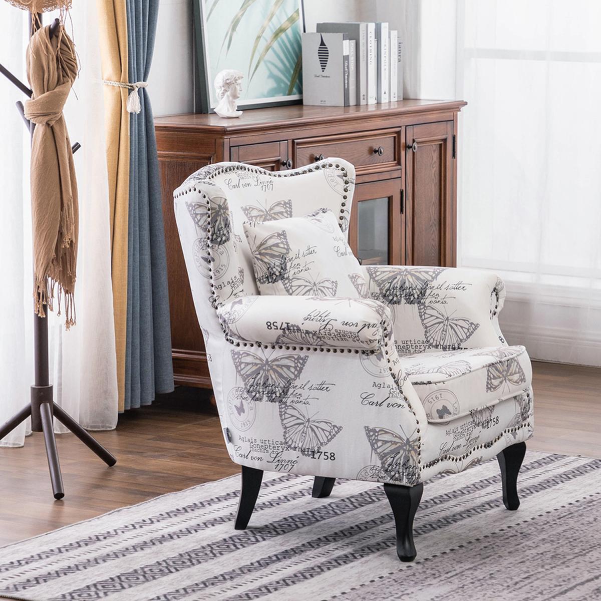 Linen Armchair Grey Butterfly - Grey – image 8