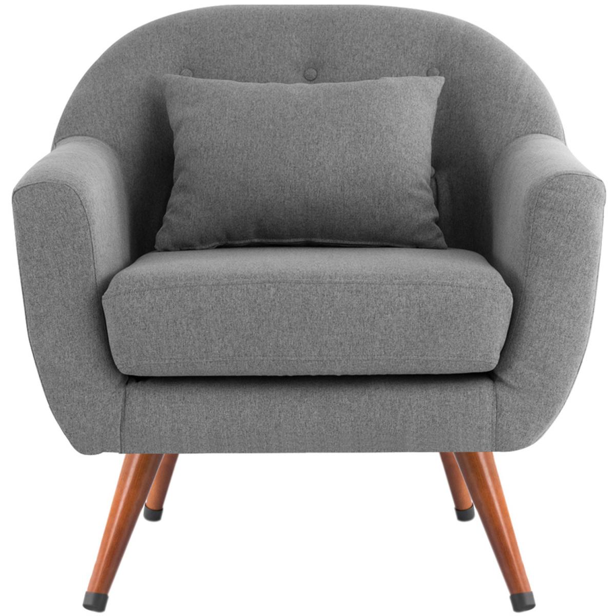Fabric Upholstered Lounge Chair - Grey – image 2