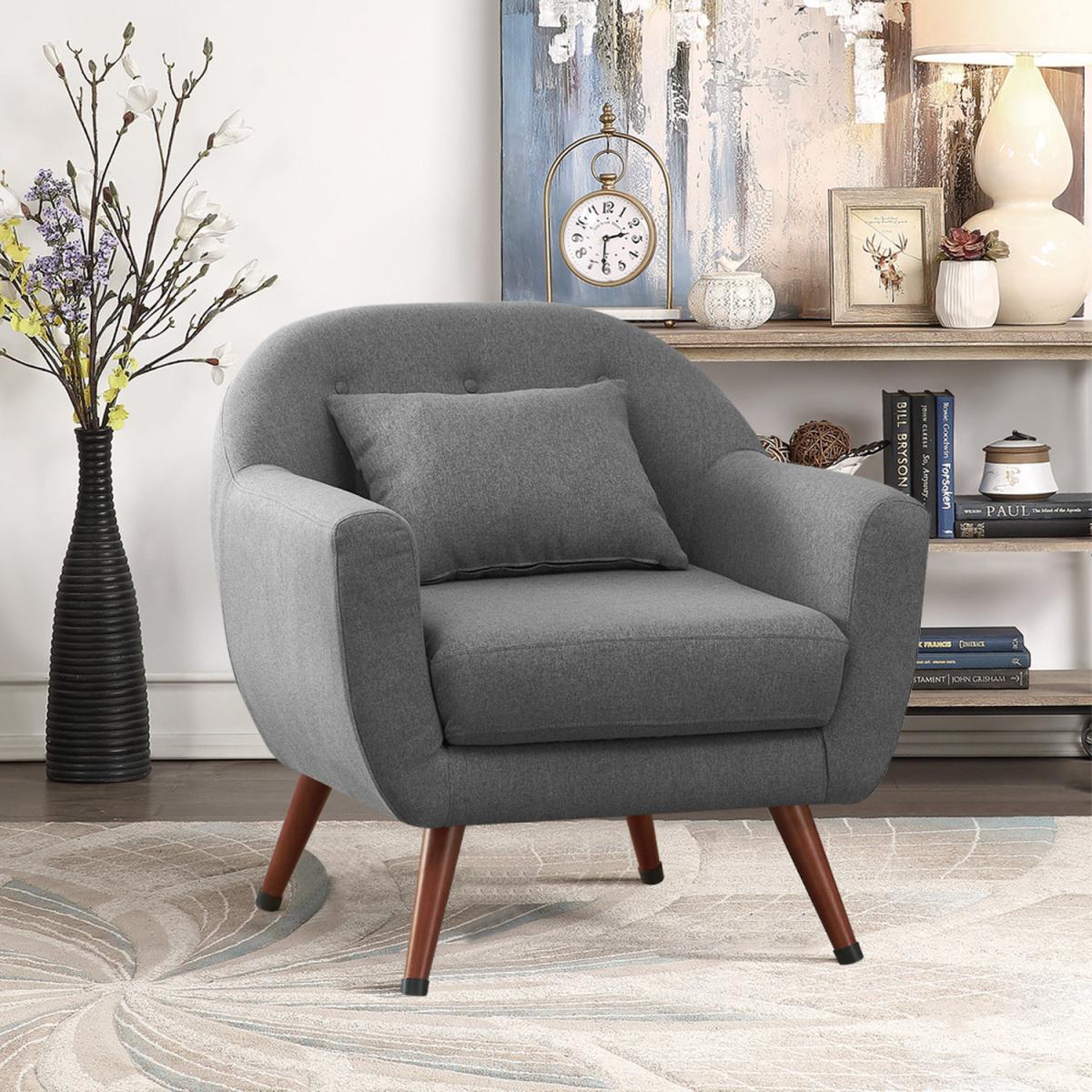 Fabric Upholstered Lounge Chair - Grey – image 4