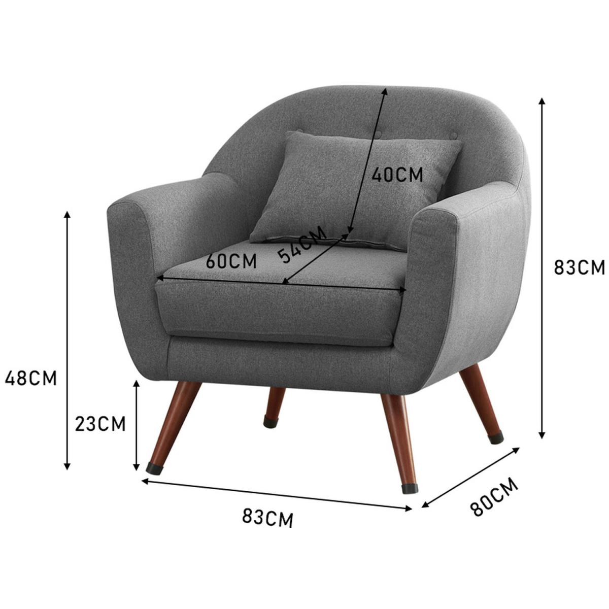 Fabric Upholstered Lounge Chair - Grey – image 5