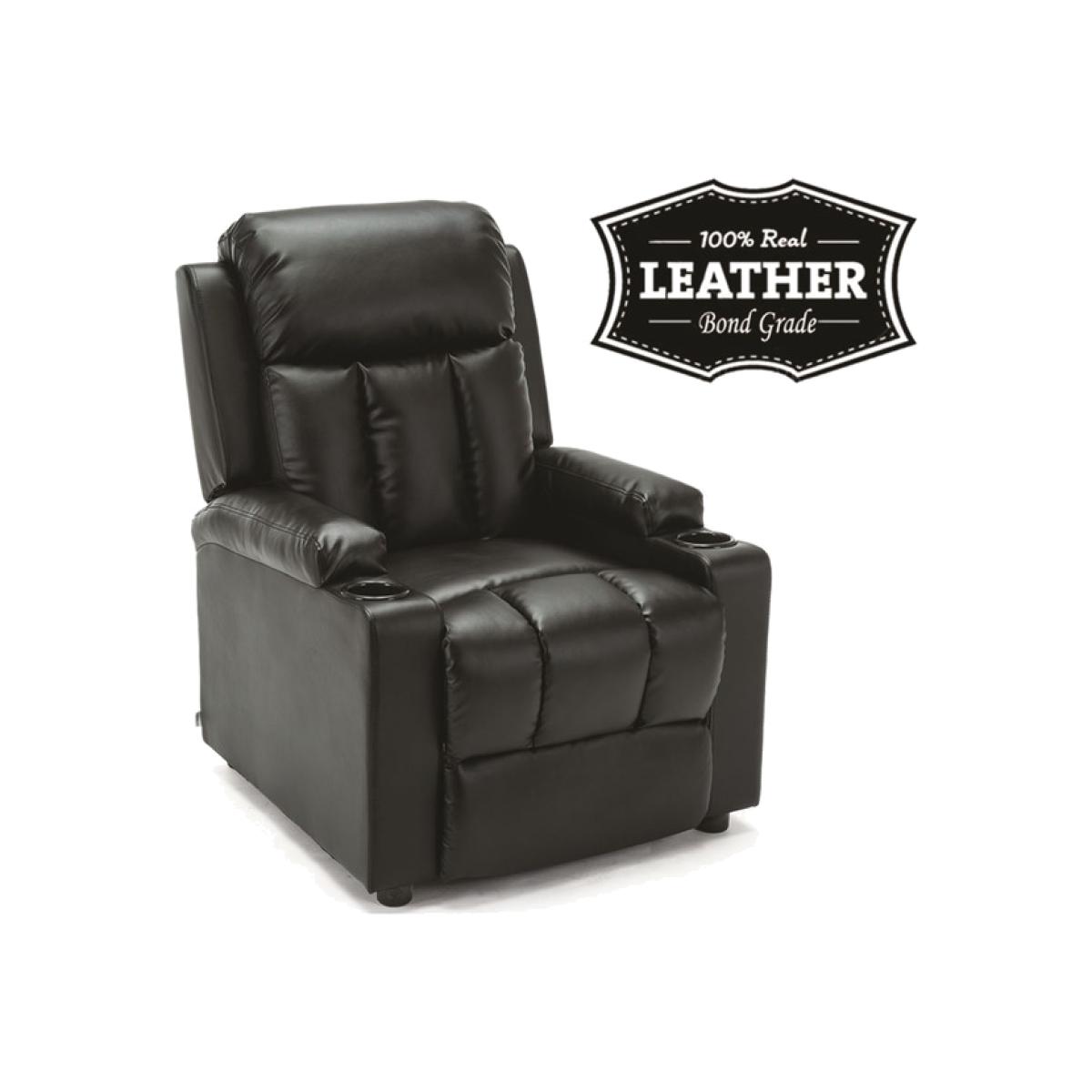 CLOUD Leather Manual Recliner Armchair Sofa - Black